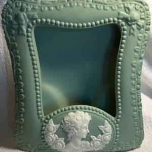 Vintage Style Sage Green and White Jasperware Cameo Picture Frame